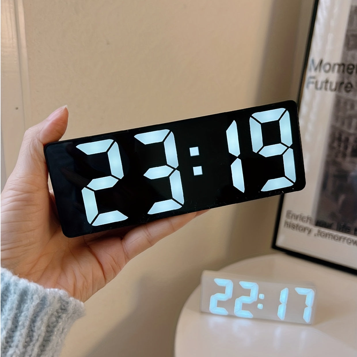 Digital LED Alarm Clock with Temperature Display and Adjustable Brightness