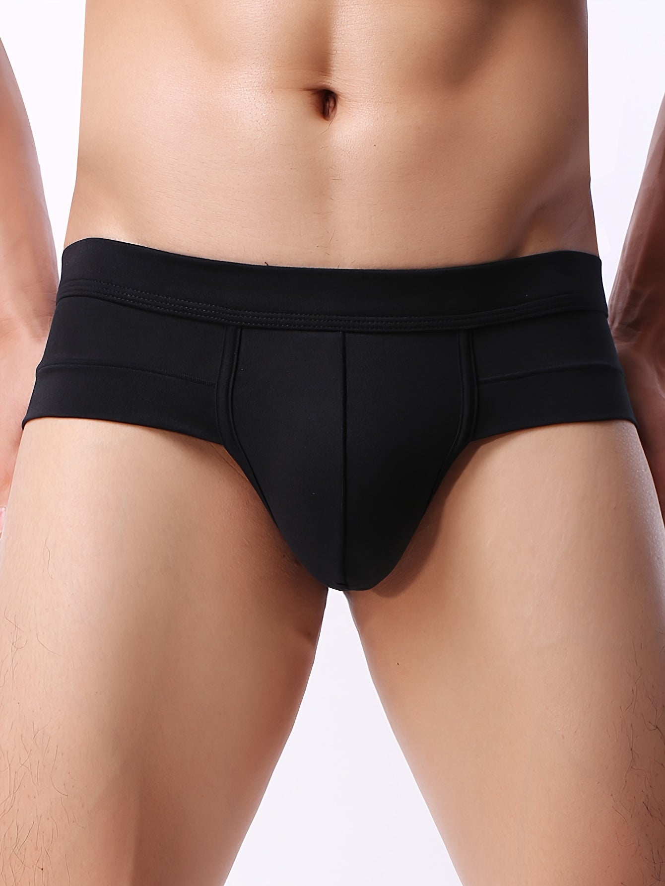 Men's Viscose Blend Briefs Solid Color Medium Stretch Knit Comfortable Casual