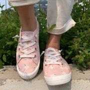 Women's Pink Floral Slip-On Sneakers - Soft Sole All-Season Casual Shoes