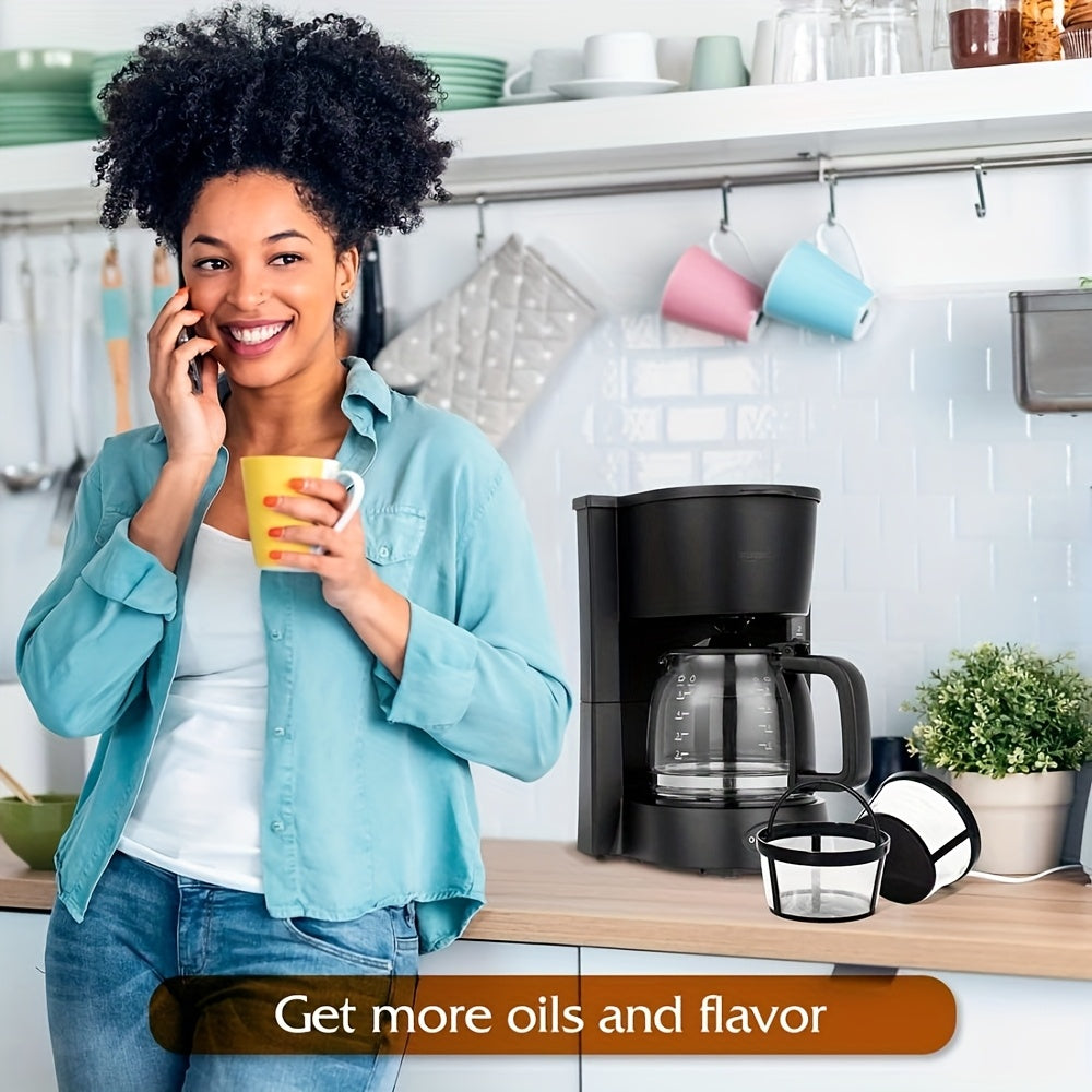 Reusable Coffee Filter Basket for Coffee Makers, 1/2 Pack, Silvery