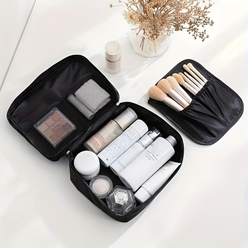 Nylon Cosmetic Bag with Multiple Compartments Travel and Storage Organizer