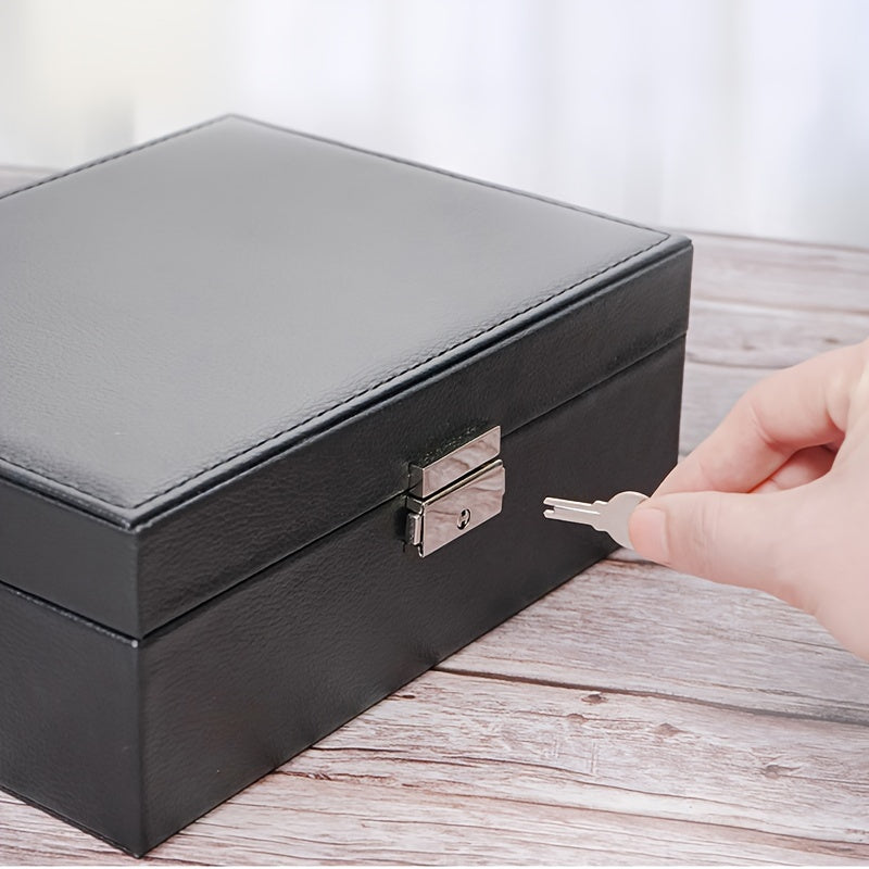 Double Layer Jewelry Box Leather Storage for Rings Earrings Necklaces