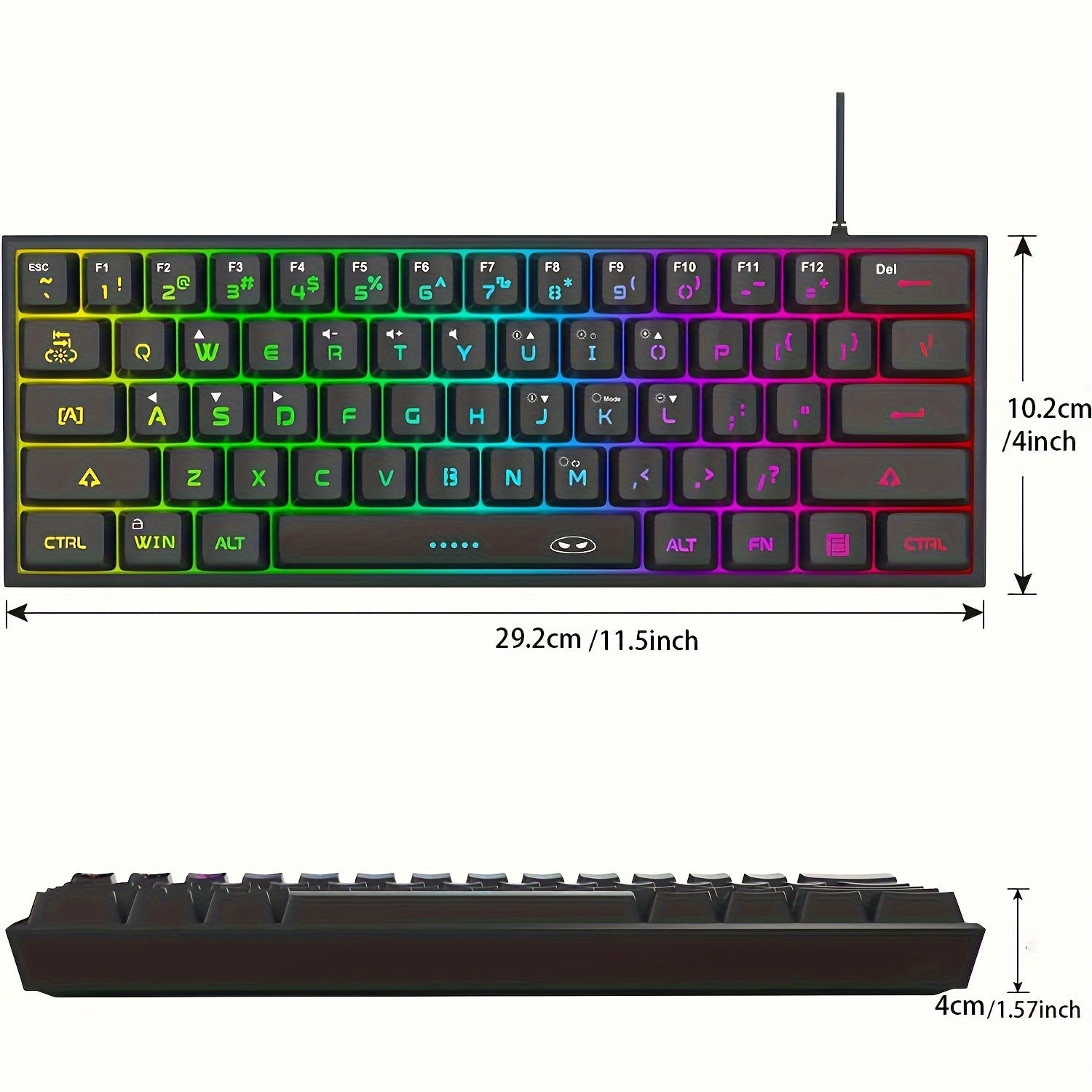 Mini 60% RGB Backlit Mechanical Gaming Keyboard for Windows Mac Laptops
