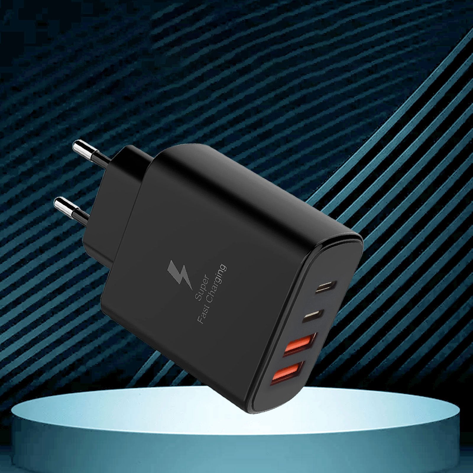 Fast Charging 4-Port USB Type C Wall Charger 10-20W European Plug Travel Compatible with iPhone iPad AirPods Galaxy