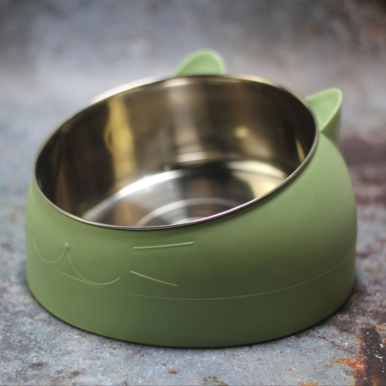 Raised Stainless Steel Cat Food Bowl with Non-Slip Base and 100ml Capacity