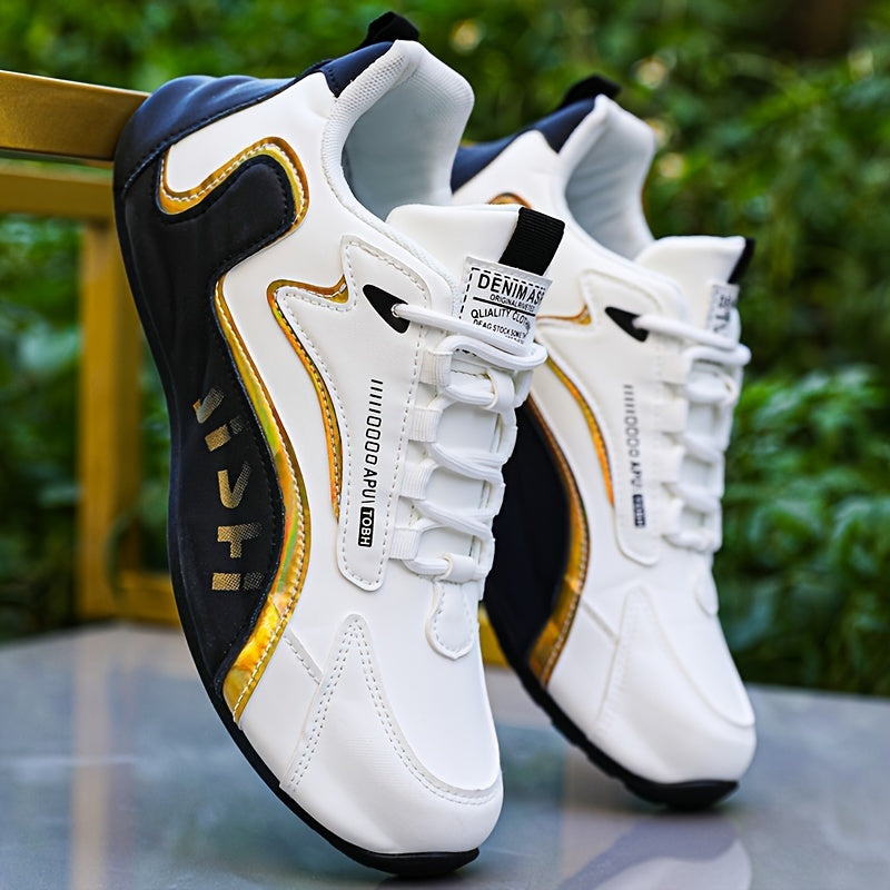 Men and Women Solid Color Low Top Sneakers with Thick Sole and Lace-Up Closure