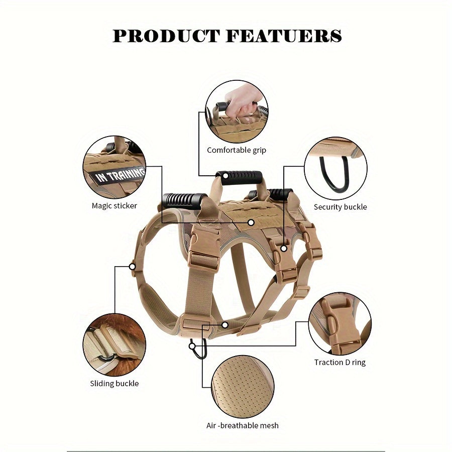 Adjustable Reflective Dog Harness with Handle No-Pull Tactical Vest