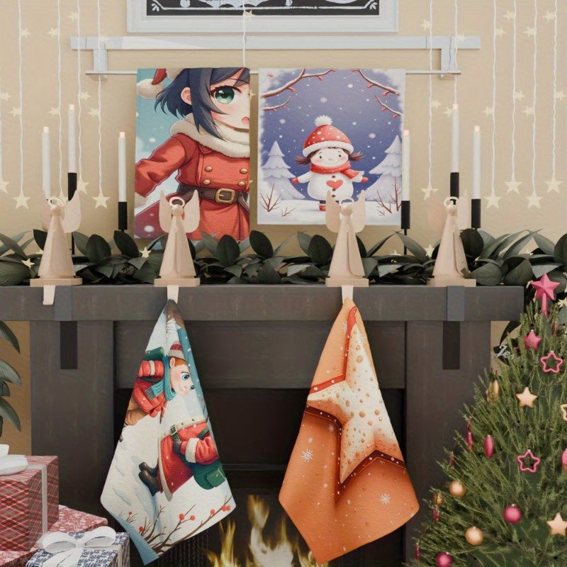 Winter Christmas Snowman Snowflake Kitchen Towel Set 4 Pieces 45x66cm
