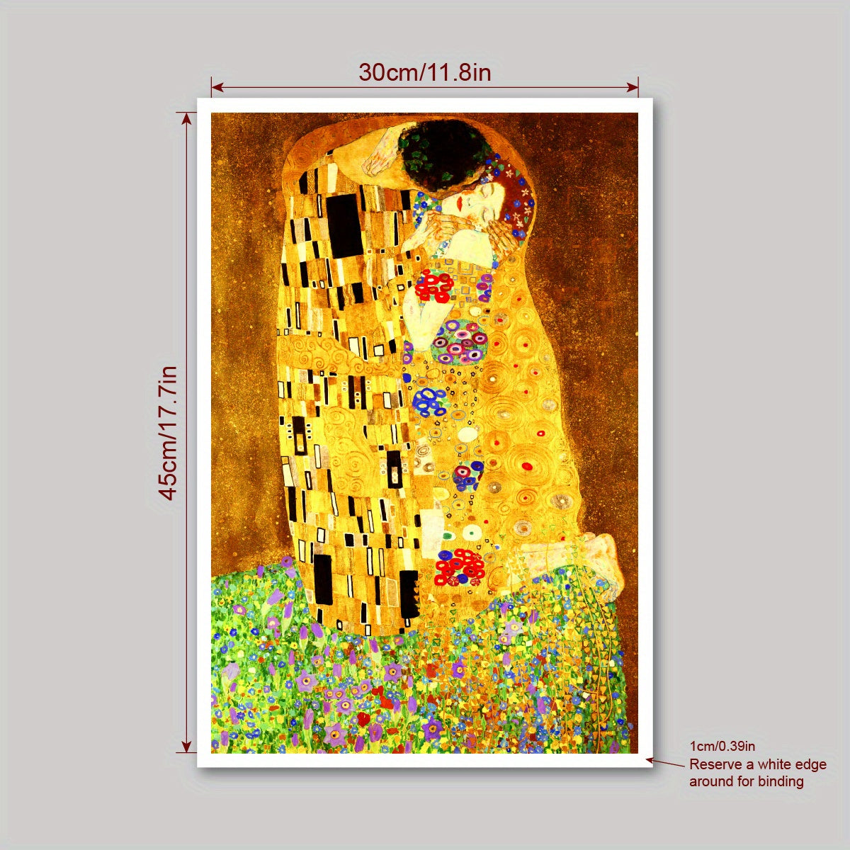 Gustav Klimtning The Kiss canvasi devor san'ati uchun, yashash xonasi uchun bezak, trubkaga o'ralgan