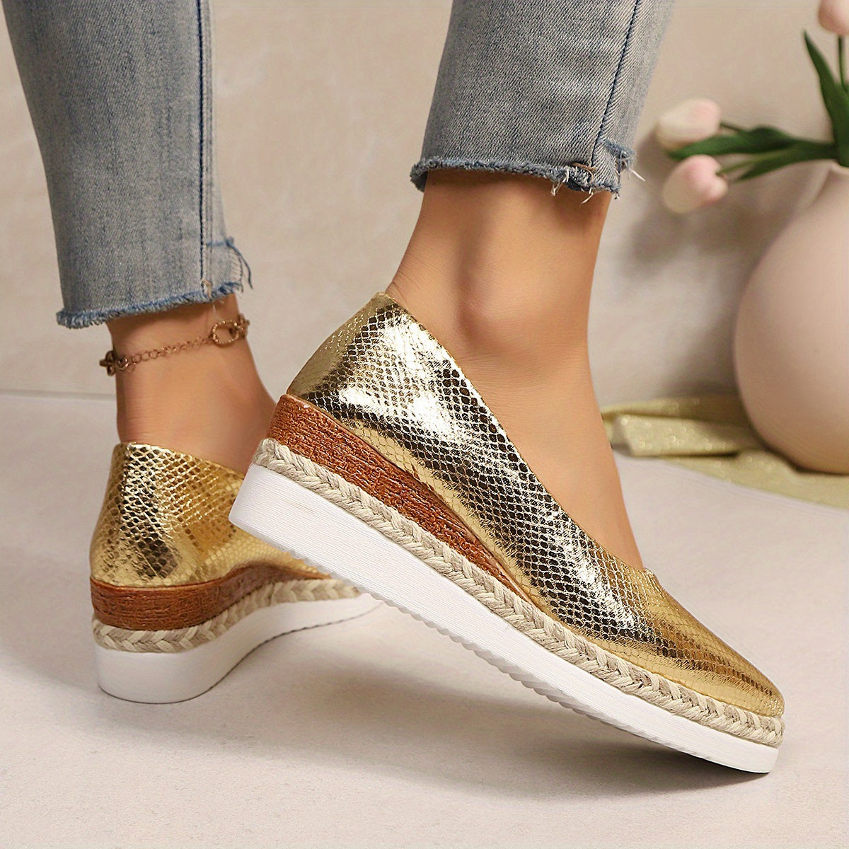 Women's Leather Wedge Heel Pumps with Cushioned Insole