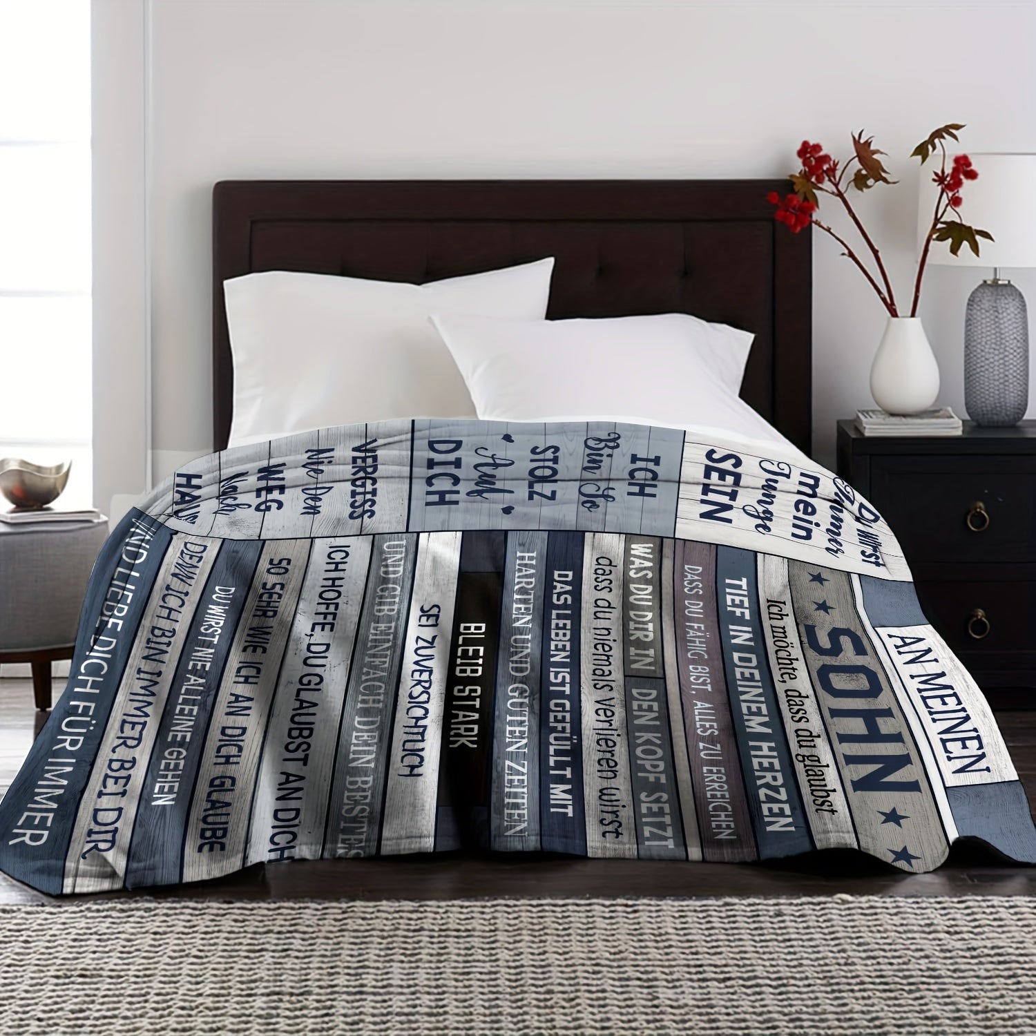 Cozy Gray Flannel Throw Blanket for Couch Bed Travel Gift for Son Graduation Christmas