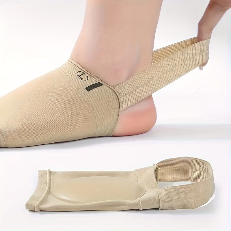 Unisex Beige Adjustable Arch Support Sleeves for Foot Pain Relief