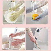 "Daisy Pattern Waterproof PVC Cleaning Gloves - Non-Slip, Alcohol-Free, Versatile for Kitchen, Bathroom, Laundry & Household Tasks, Features Floral Design in Pink - Ideal for Bathroom Cleaning"