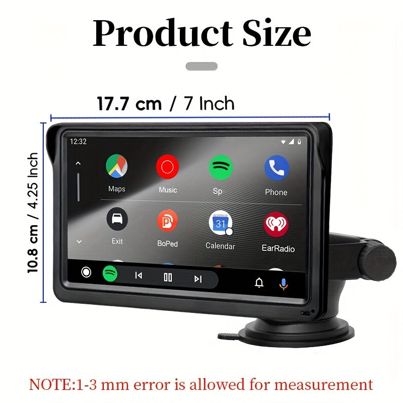 Wireless Car Stereo 7 Inch Touch Screen Carplay Android Navigation FM Radio