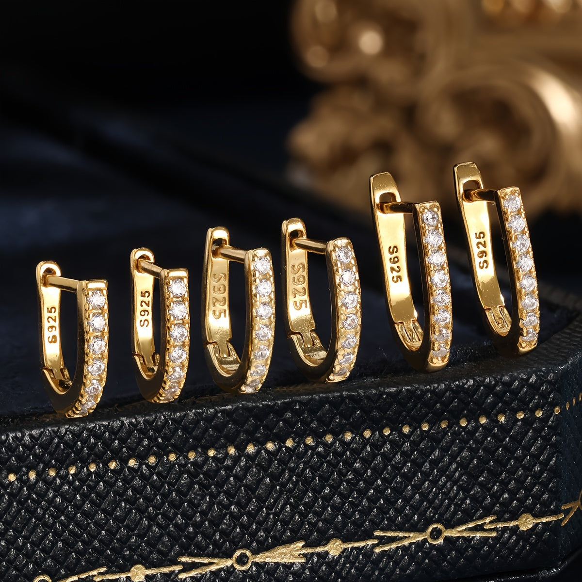 Sterling Silver Hoop Earrings with Zirconia Stones for Women