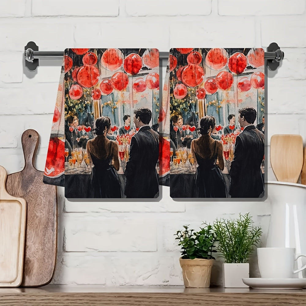 Oshxona Sochiqlari Ultra Yumshoq, Sevgi Bayrami, 2 Dona, Yuqori Singdiruvchi Idish Qo'l Sochiqlari Bayram Dekoratsiyasi Uchun, Mashinada Yuvish Mumkin, 16x24 Dyuym - SKU 2KYSYS1217709.