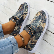 Women's Casual Sneakers Fabric Upper Round Toe All-Season Tree Pattern