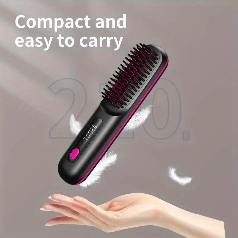 Wireless USB rechargeable hair straightener for women 3-speed temp adjustment LED display