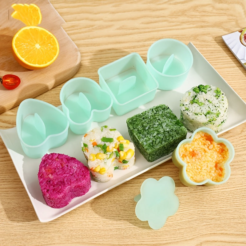 5pcs Rice Ball Mold Set Non-Electric PP Baking Tool Heart Flower Shapes for Sushi and Rice
