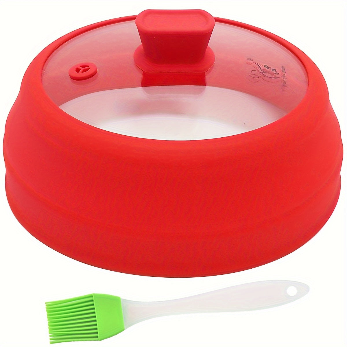 Oziq-ovqat uchun shisha mikroto'lqinli qopqoq BPA dan xoli, 22.86 sm egiluvchan mikroto'lqinli plastinka qopqog'i silikondan tayyorlangan to'kilishdan saqlovchi mikroto'lqinli oziq-ovqat qopqog'i - 1 dona