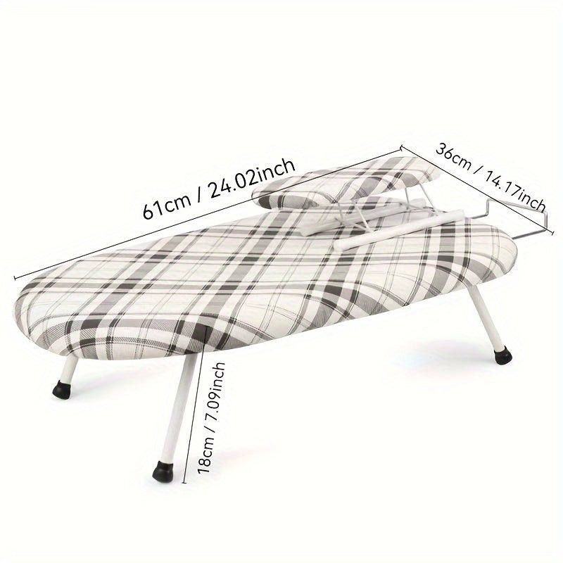 Compact Folding Ironing Board Stand with Stainless Steel Frame and Plastic Cover