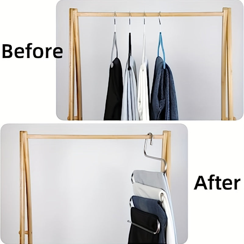 Set of 1/2/4 Pants Storage Hangers Space-Saving 5-Tier S-Shaped Closet Organizers