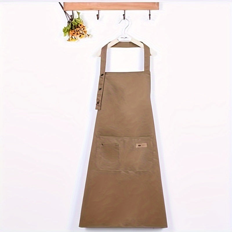 Brown and Black Polyester Apron with Pockets for Cooking Baking and BBQ