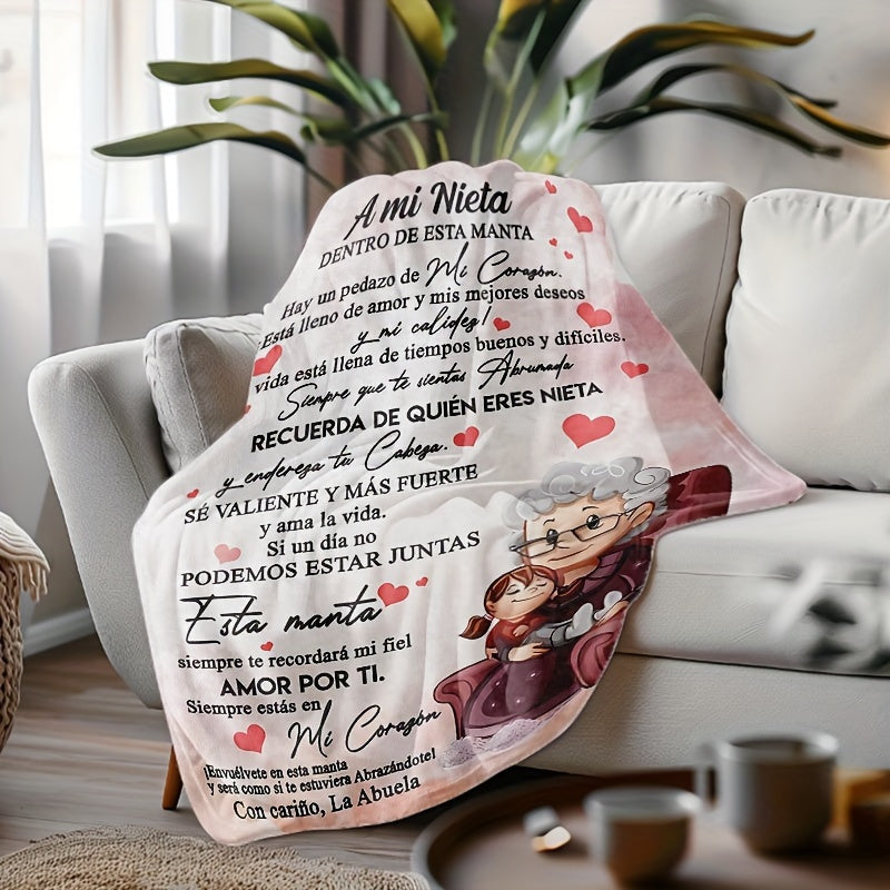 Spanish Message Plush Blanket for Son All-Season Hypoallergenic Flannel Throw Warm Gift