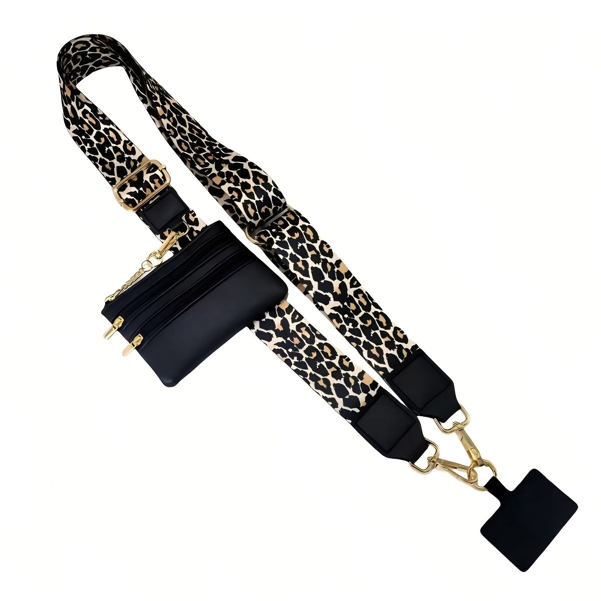 Mobile Phone Crossbody Strap with Wallet Adjustable Zippered Phone Holder White