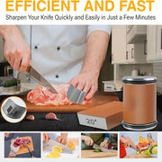 Magnetic Diamond Knife Sharpener with Aluminum Kitchen Tool, 15/20 Degree Angle, Wooden Base