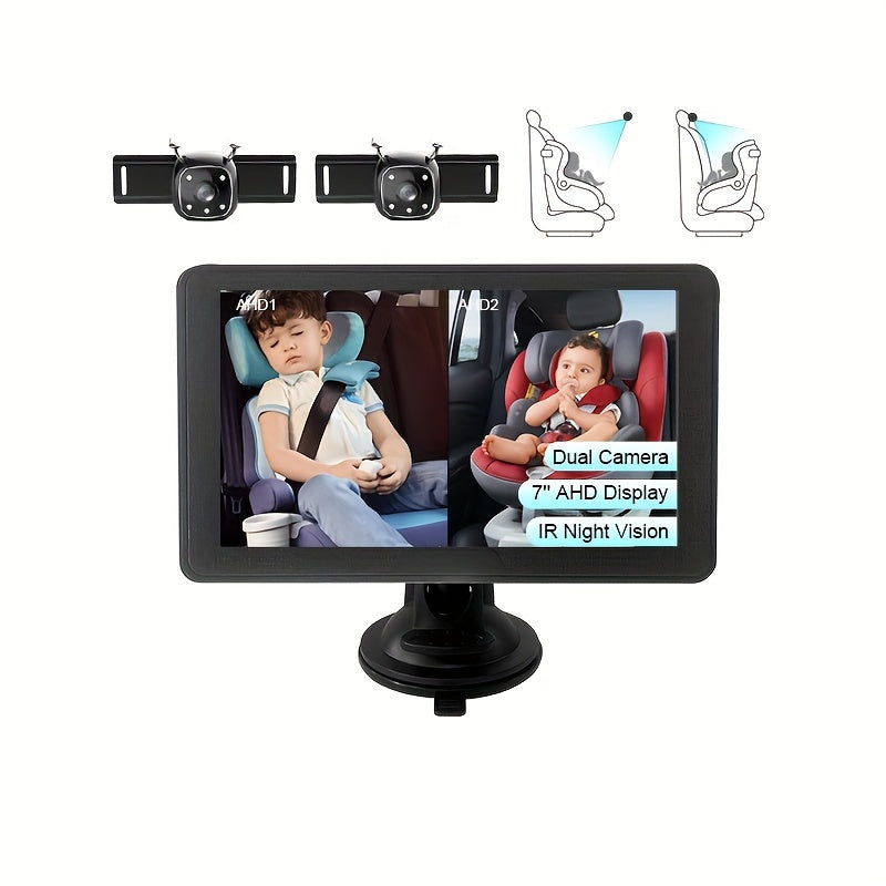 2-Pack Car Cameras for Rear Seat Monitoring 17.78 cm Dual Screen Easy Installation