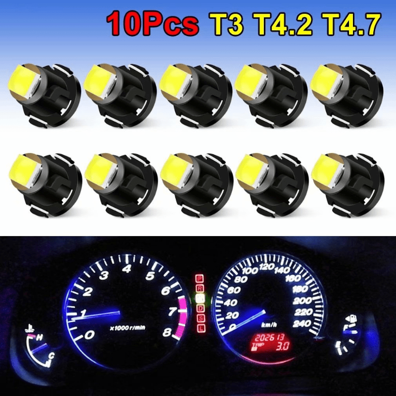 10Pcs T3 T4.2 T4.7 LED Bulb Car Interior Dashboard Indicator Lights