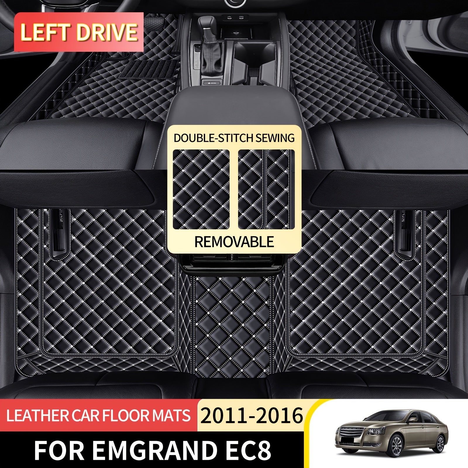 Avtomobil polikarbonat matlari to'plami sun'iy charm, barcha mavsumlar uchun, sirpanmaydigan, oson tozalash, chidamli