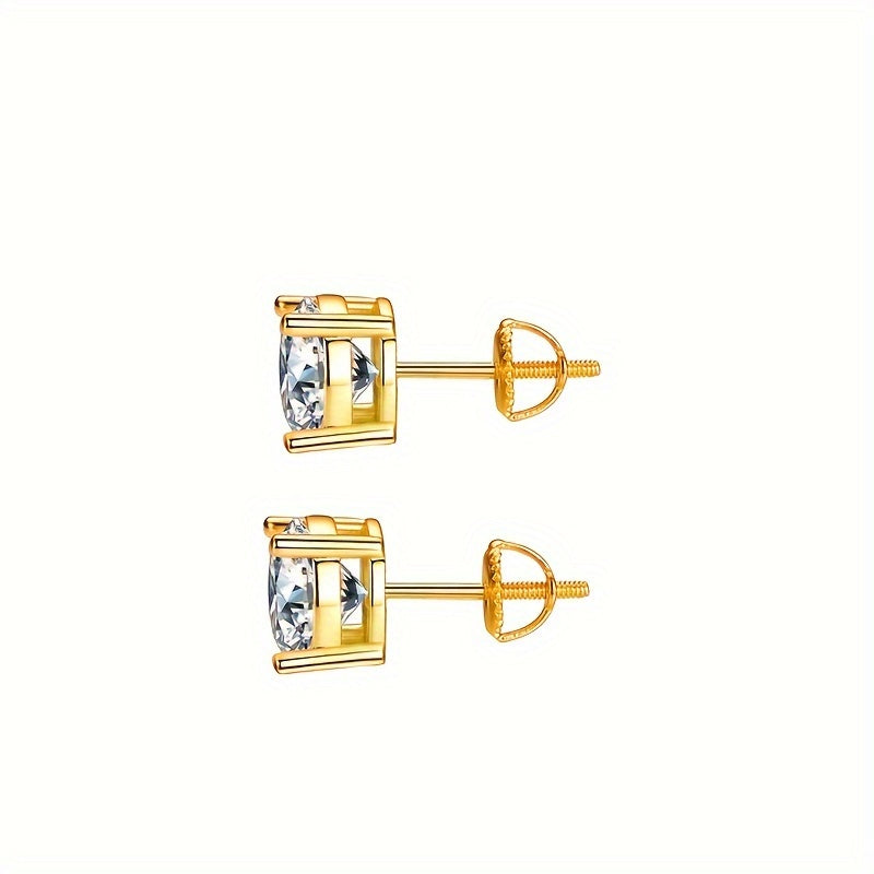 Gold Plated Moissanite Stud Earrings for Women Sterling Silver Copper Posts