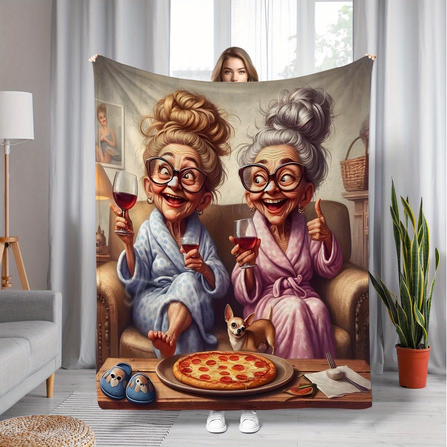 Flannel Throw Blanket for Adults Soft Knitted Polyester Cozy Gift for Elderly