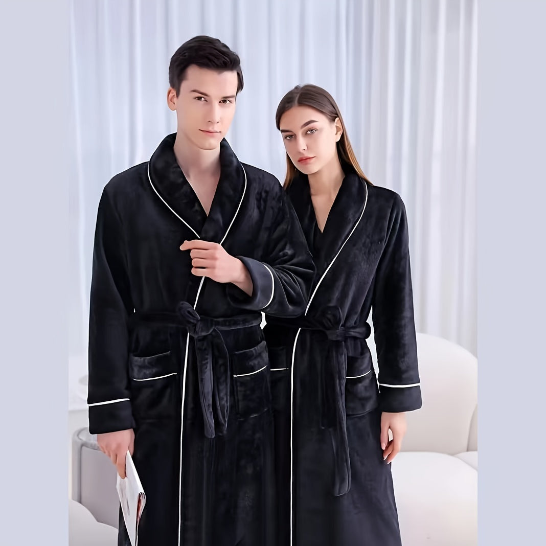 Unisex Plaid Bathrobe Soft Comfortable Modern Knit Fabric 300g Polyester Towel Theme