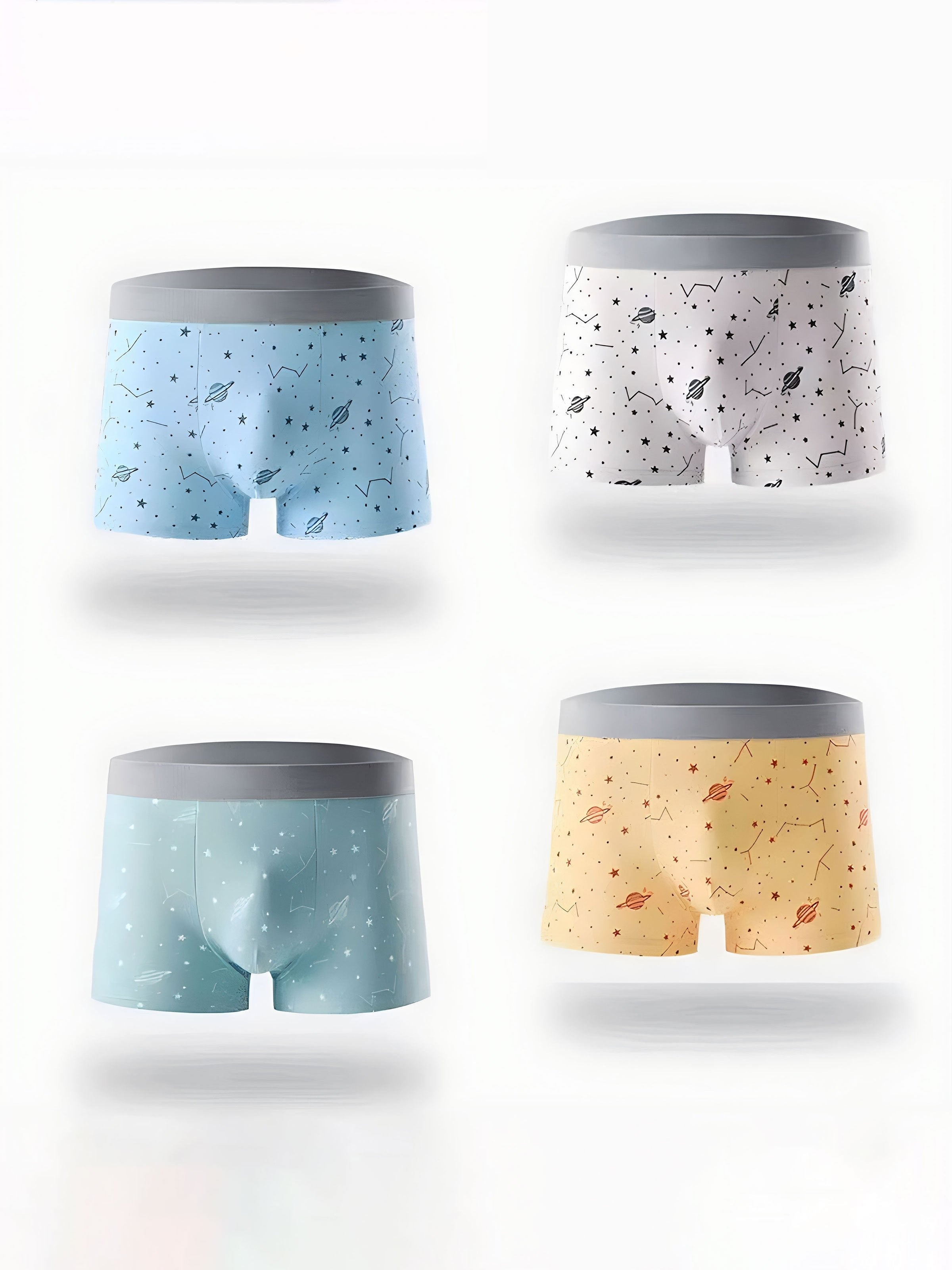 Men's Quick-Dry Boxer Briefs 4-Pack Geometric Pattern Polyester Spandex Shortie