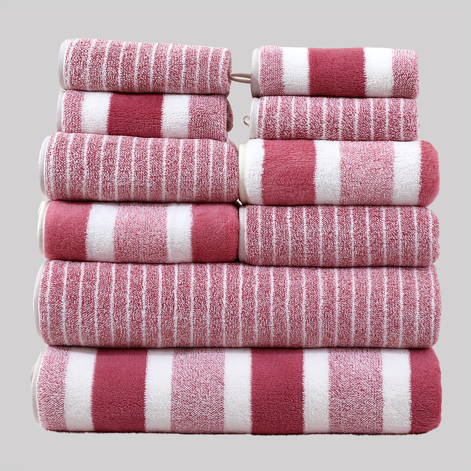 10-Piece Cotton Towel Set Includes Bath Hand Washcloths Absorbent and Soft