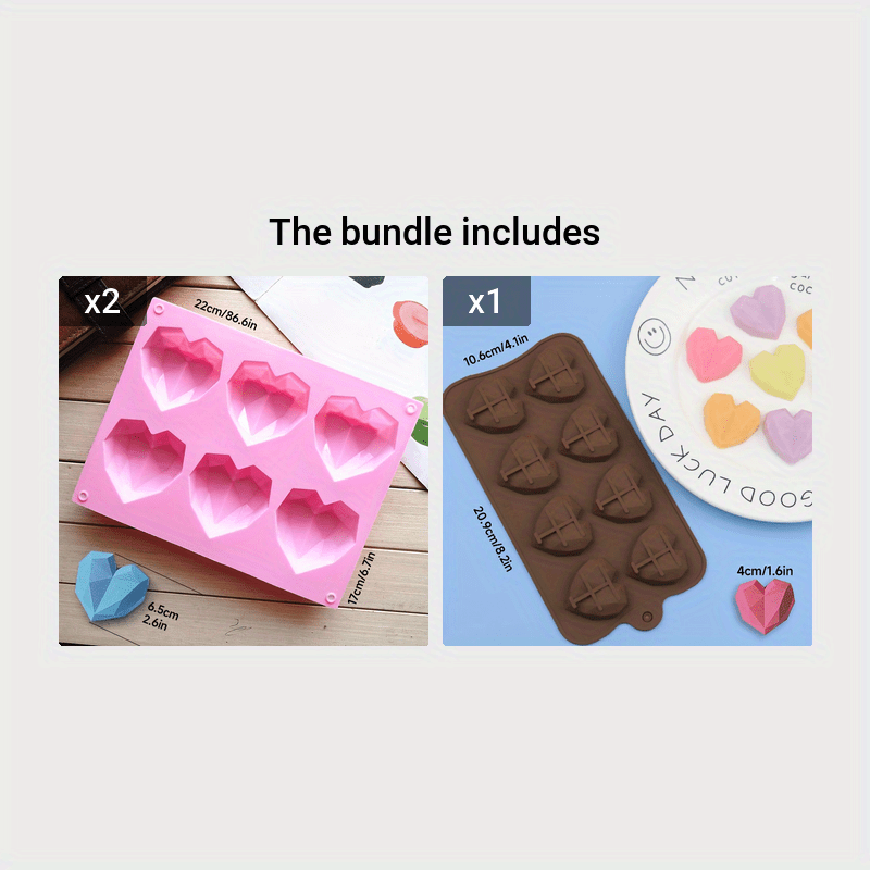 Silicone Baking Mold for 3D Diamond Heart-Shaped Desserts Cake Mousse Candy