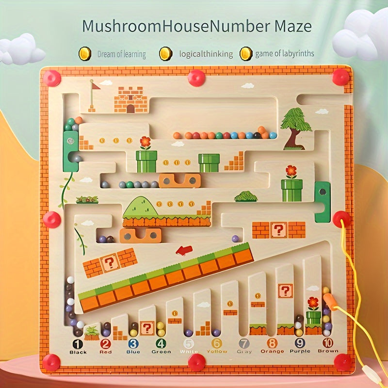 Educational Magnetic Puzzle for Kids Ages 3 and Under Light Brown Plywood Color Sorting and Counting Board
