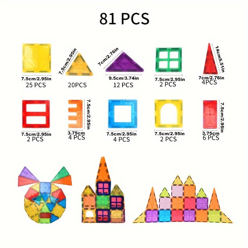 Bloques de construcción magnéticos para niños de 3+ años, colores mezclados, conjuntos de apilamiento y preescolar en ABS
