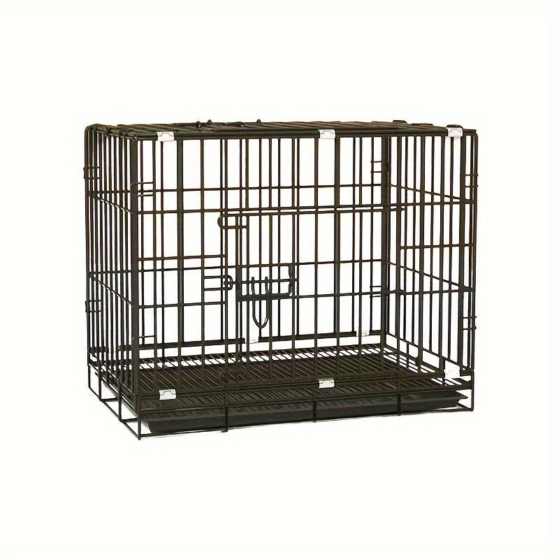 Foldable Medium Dog Cage Set with Feeder Tray and Mat for Indoor Use
