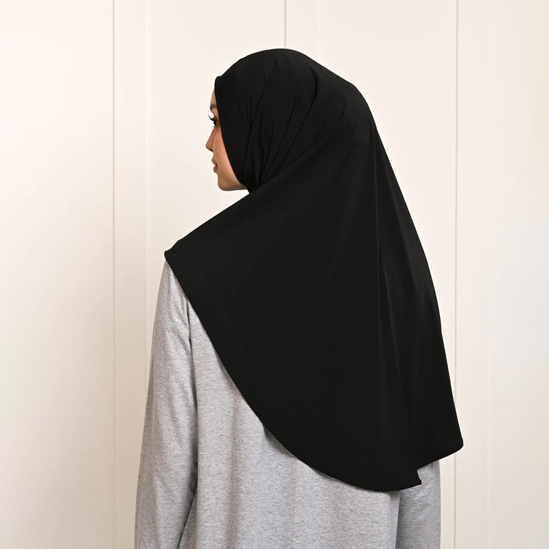 Elegant Polyester Hijab Set for Women Solid Color Yarn-Dyed Windproof Breathable Outdoor