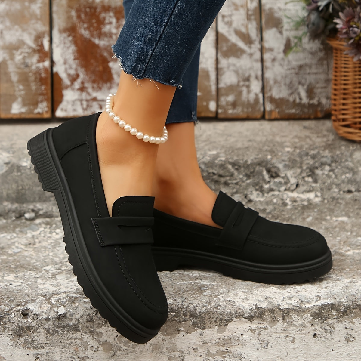 Women's Slip-On Loafers Synthetic Cover Casual Shoes Brown Green Black All-Season