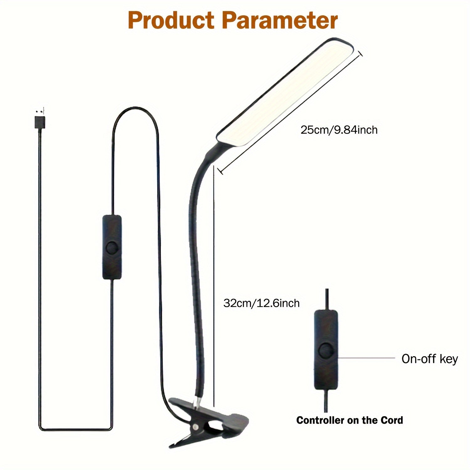 Flexible LED Desk Lamp with Clamp Swivel Gooseneck Eye-Caring Task Light for Home Office Black White