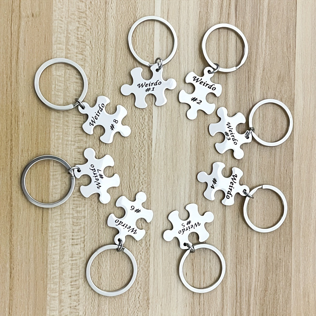 Set of 5-10 Engraved Stainless Steel Best Friends Puzzle Keychains for Graduation Christmas
