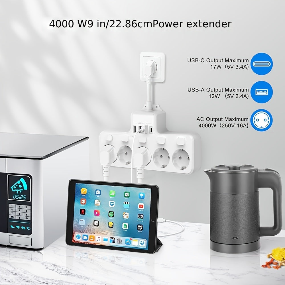 Европатическая розетка с выключателем и USB-зарядным устройством огнеупорного дизайна для дома, офиса, спальни