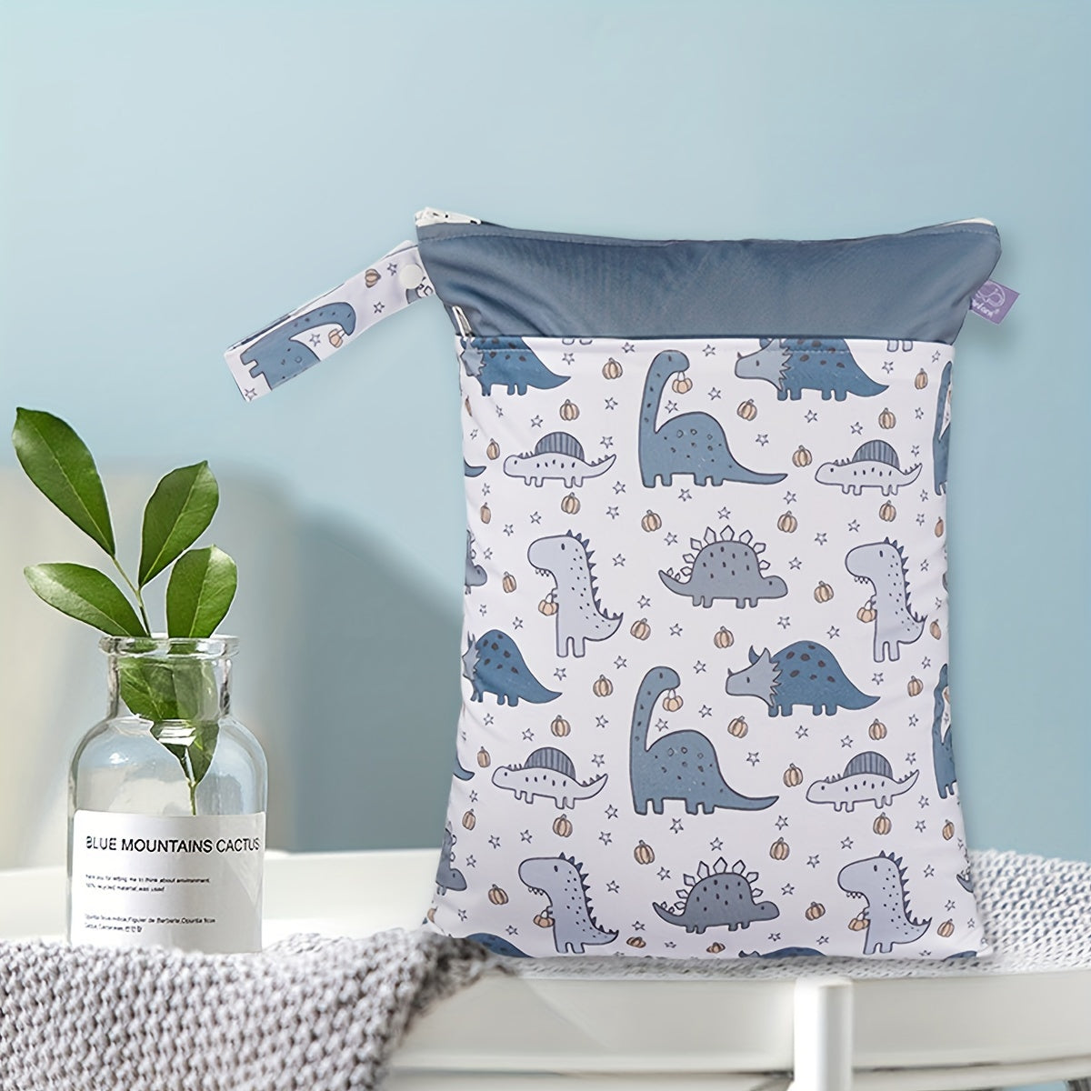 Bolso impermeable para pañales con dos cremalleras 30x40cm Bolsa de almacenamiento húmedo y seco para pañales de tela