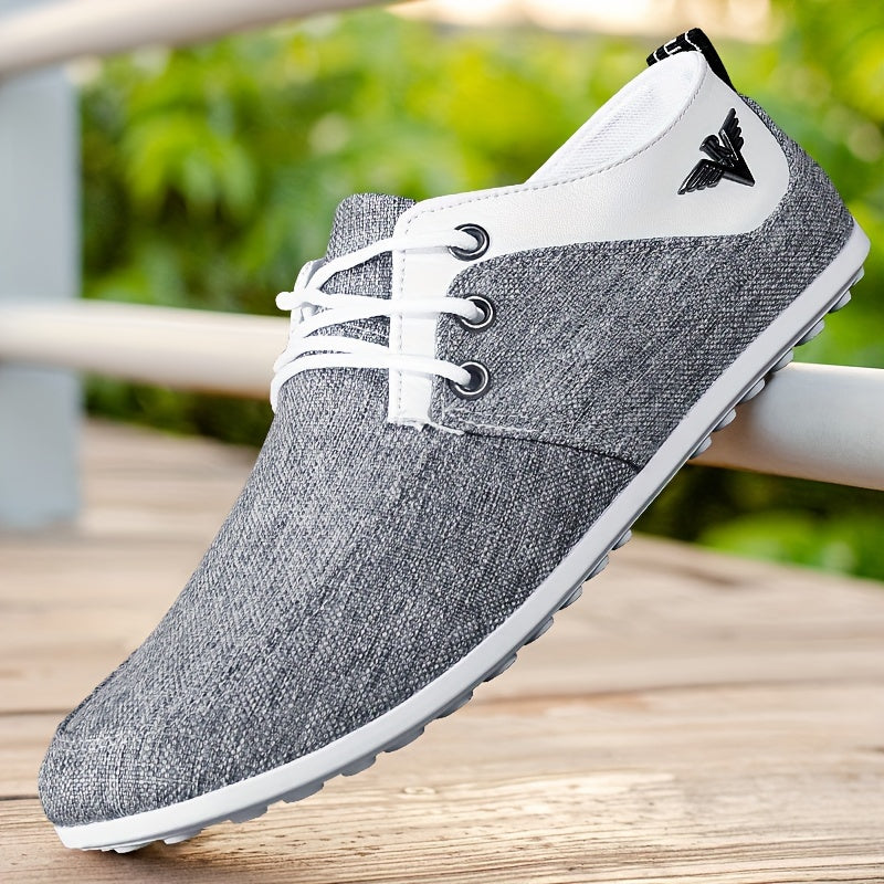 Men's Canvas Sneakers Breathable Solid Color Low Top Casual Sports Outdoor