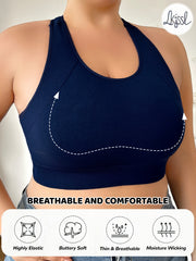 Women's Seamless Breathable Sports Bra Dark Blue for Yoga Running Casual